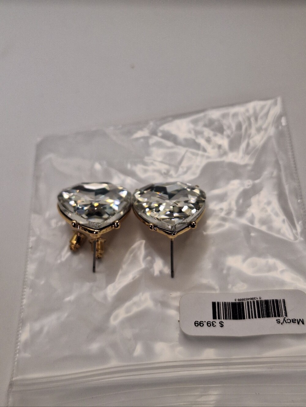 NWT Macy's Oversized Pear Cut Crystal Statement Stud Earrings | Gold Tone - Picture 7 of 13
